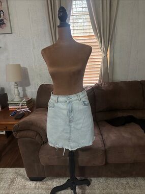 wild fable Light Blue Denim Skirt with Contrast Stitching